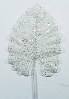 Лист на вставке с глиттером, H50см, белый