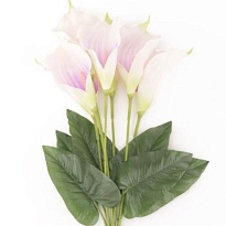 Каллы в букете, искусственные, 7 голов, h62см, бело-фиолетовый