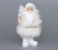 Фигурка декоративная Санта в пушистой шубе 15см белый