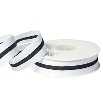 Лента хлопковая 25мм*25ярд Полоса белый черный