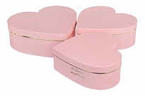 Коробка подарочная Сердце 28,5*26*11см Золотая полоса розовый