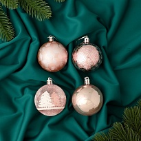 Елочные игрушки Шар Зимняя сказка d5,5см 4шт пластик розовый
