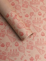 Бумага крафт 70см*1м 70г/м2 Праздник 10листов красный