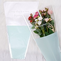 Пакет-конус для цветов 45*30*10см голубой