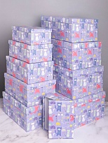 Коробка подарочная 35*27*15,5см Котики сиреневый