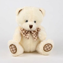 Мягкая игрушка Медведь с бантом h20см кремовый