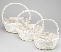 Корзина плетеная (ива) d38*38*h17*hh41см круг белый