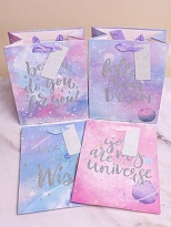 Пакет подарочный 18*23*10см Космос микс