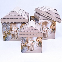 Коробка НГ 15*15*18см Домик Санты