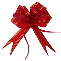 Бант бабочка 23мм с золотой полосой красный