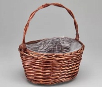 Корзина плетеная (ива) d30*24*h15*hh33см овал коричневый
