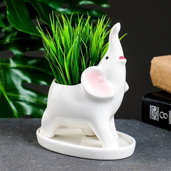 Горшок Слон Гидеон d9,5 h12см 0,18л белый