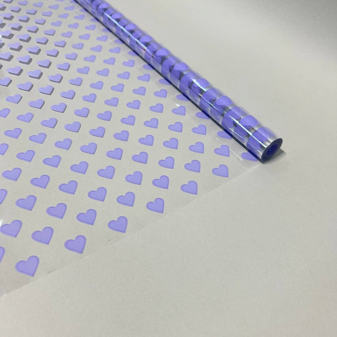 Пленка прозрачная 70см*8м Сердца15 сиреневый