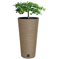 Кашпо Prosperplast Furu Round Slim Eco Wood d30 h57,5см 15л с вкладкой пластик натуральное дерево