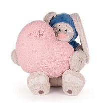 Мягкая игрушка KULT Заяц Вито с сердцем h37см пудровый