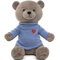 Мягкая игрушка Медведь Эдди в свитере 30см бежево-серый
