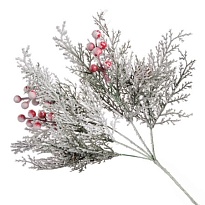 Ветка искусственная еловая с ягодами h35см 