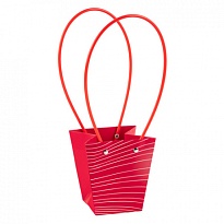Пакет для цветов 8*12*12см красный волна