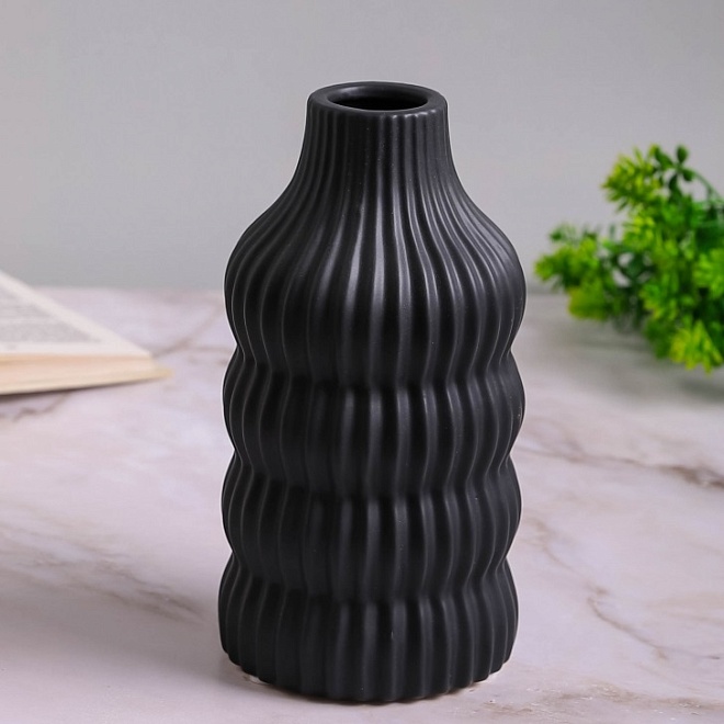 Ваза декоративная d25.5*5 h12см керамика черный