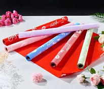 Пленка матовая 58см*10м 65мкр Поцелуй голубой