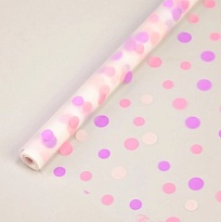 Пленка матовая 70см*08м CartaPack Трехцветный горох сирень/розовый/кварц. роза
