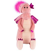 Мягкая игрушка Дракон Эмма в шапочке, h25см, розовый