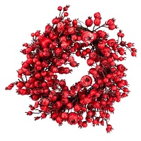 Венок искусственный с ягодами d40см красный