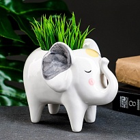 Горшок Слон Платон d6,5 h13см 0,5л белый