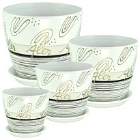 Горшок Бутон Флер полоски d12 h12см 0,9л с поддоном керамика 