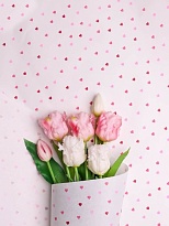 Бумага крафт белая 70см*10м Сердечки конфетти любовь