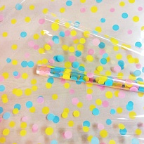 Пленка прозрачная 70см*08м Коллекция горох голубой/розовый/желтый