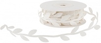 Лента полиэстер 25мм*12ярд Изящные листья кремовый
