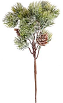 Ветка искусственная еловая с шишками h23см зеленый