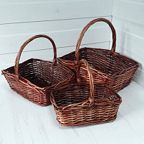 Корзина плетеная (ива) d40*28*h15*12*hh35см коричневый
