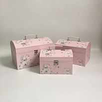Коробка подарочная Сундук Мелодия цветов 26*17*17см розово-свестлый 