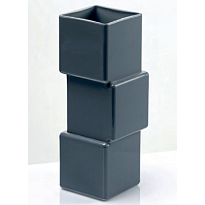 Ваза из стекла Квадрат Смещенный d10*10*h30см серый глянец
