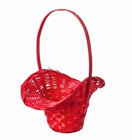 Корзина плетеная (бамбук) d21*13*h14*hh29см круг красный