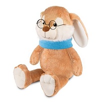 Мягкая игрушка Кролик Эдик в шарфе и в очках, h20см, коричневый