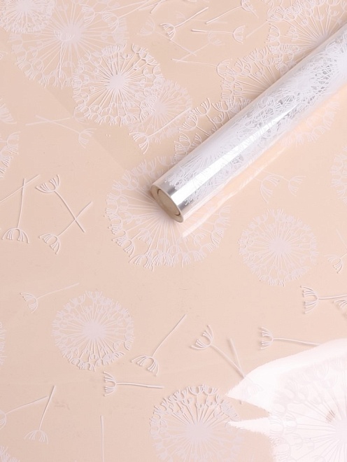 Пленка прозрачная 70см*10м Одуванчики белый