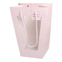 Пакет для цветов  Окно 37*28*17см розовый