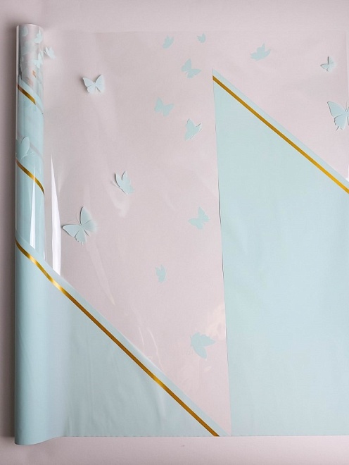 Пленка прозрачная 58см*10м Бабочки ментоловый