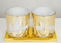 Подсвечник из стекла d7*h8см золотой