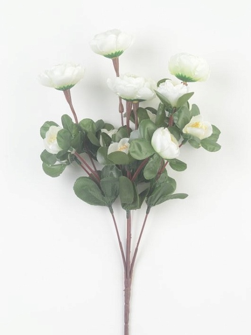 Камелия в букете, искусственная, 15 голов, h34см, белый