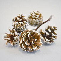 Шишки на проволоке в связке 3шт 14см заснеженный