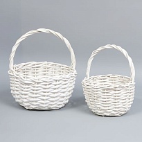 Корзина (ива) d24*h13*hh26см круг белый