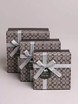 Коробка квадрат 19*19*9см монпасье с бантом мокко