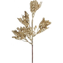 Ветка декоративная с глиттером h29см золотой