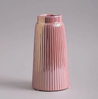 Ваза декоративная, керамика, 18*9,5*9,5см, перламутр розовый