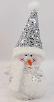 Изделие декоративное Снеговик 12*12 h32см белый серебряный