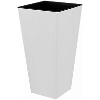 Кашпо London Cube 30*30 h56,4см 34л с вкладкой пластик белоснежный жасмин